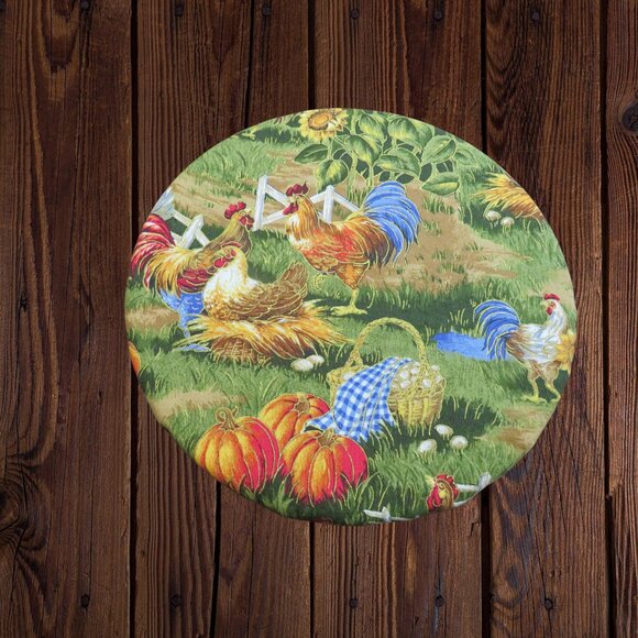 Kitchenaid Bowl Cover Fall Farm Chickens and Sunflowers Reversible Mixer Cover - Picture 3 of 6
